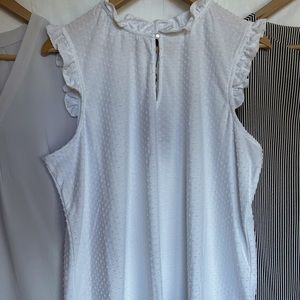 XL White Ruffle Sleeveless Top